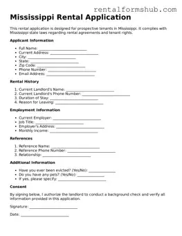 Official Mississippi Rental Application Template