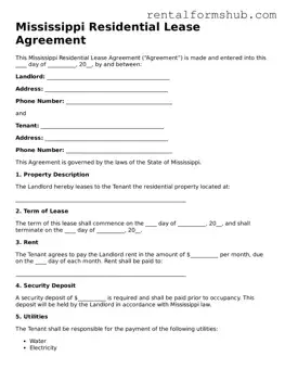 Official Mississippi Residential Lease Agreement Template