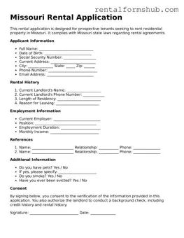 Official Missouri Rental Application Template