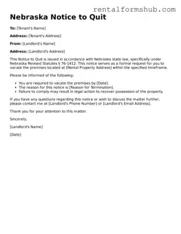 Official Nebraska Notice to Quit Template