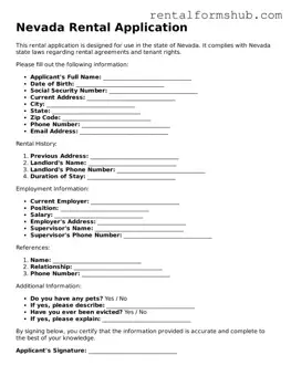 Official Nevada Rental Application Template