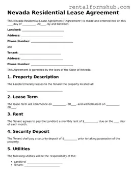 Official Nevada Residential Lease Agreement Template