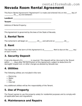 Official Nevada Room Rental Agreement Template