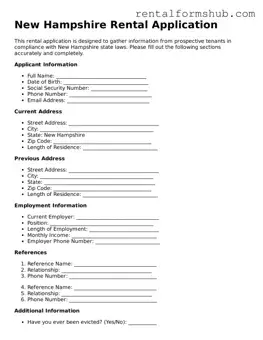 Official New Hampshire Rental Application Template