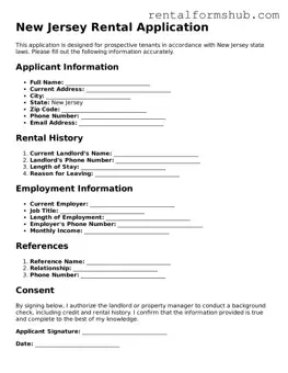 Official New Jersey Rental Application Template