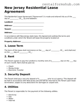 Official New Jersey Residential Lease Agreement Template
