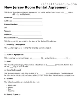 Official New Jersey Room Rental Agreement Template