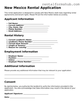 Official New Mexico Rental Application Template