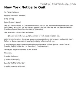 Official New York Notice to Quit Template