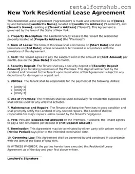 Official New York Residential Lease Agreement Template