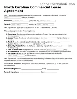 Official North Carolina Commercial Lease Agreement Template
