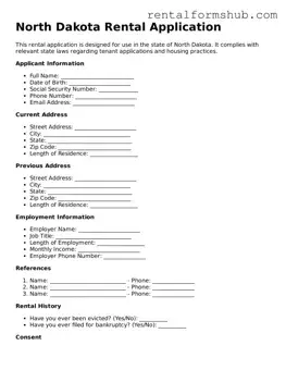 Official North Dakota Rental Application Template