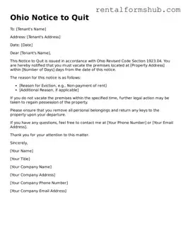 Official Ohio Notice to Quit Template