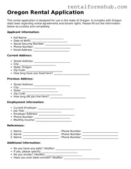 Official Oregon Rental Application Template