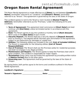 Official Oregon Room Rental Agreement Template