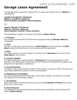 Blank Garage Lease Agreement Template