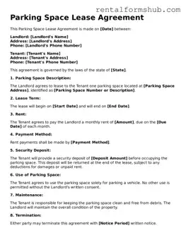 Blank Parking Space Lease Agreement Template