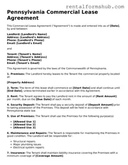 Official Pennsylvania Commercial Lease Agreement Template