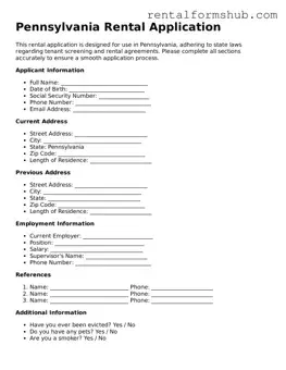 Official Pennsylvania Rental Application Template