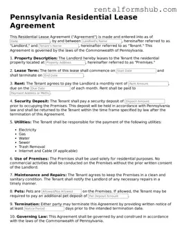Official Pennsylvania Residential Lease Agreement Template