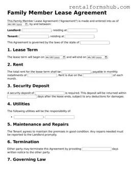 Blank Family Member Lease Agreement Template