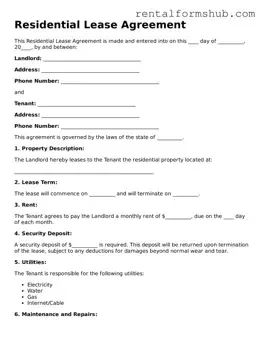 Blank Residential Lease Agreement Template