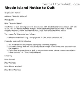 Official Rhode Island Notice to Quit Template