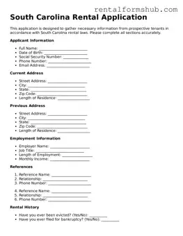 Official South Carolina Rental Application Template