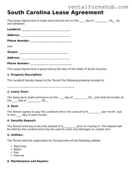 Official South Carolina Lease Agreement Template