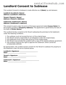 Blank Landlord Consent to Sublease Template