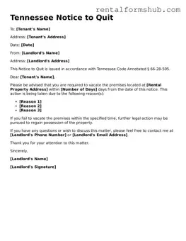 Official Tennessee Notice to Quit Template
