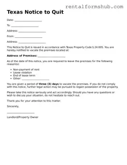 Official Texas Notice to Quit Template