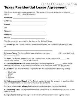 Official Texas Residential Lease Agreement Template