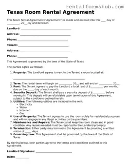 Official Texas Room Rental Agreement Template