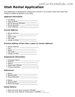 Official Utah Rental Application Template