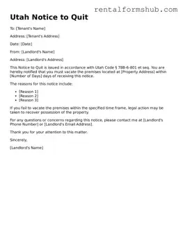 Official Utah Notice to Quit Template