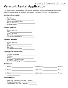 Official Vermont Rental Application Template