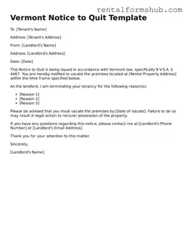 Official Vermont Notice to Quit Template