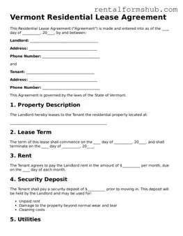 Official Vermont Residential Lease Agreement Template