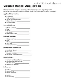 Official Virginia Rental Application Template