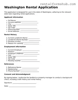 Official Washington Rental Application Template