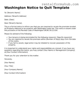 Official Washington Notice to Quit Template