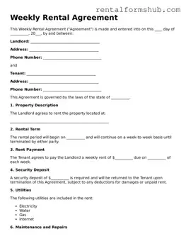Blank Weekly Rental Agreement Template