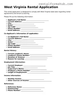 Official West Virginia Rental Application Template