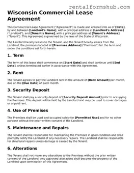 Official Wisconsin Commercial Lease Agreement Template