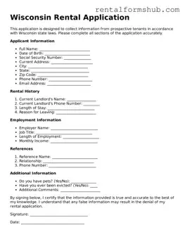 Official Wisconsin Rental Application Template