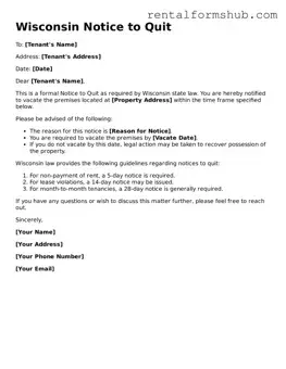 Official Wisconsin Notice to Quit Template