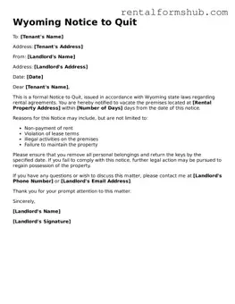 Official Wyoming Notice to Quit Template