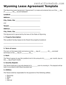 Official Wyoming Lease Agreement Template