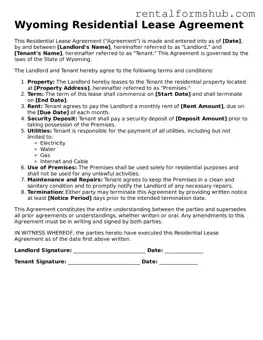 Official Wyoming Residential Lease Agreement Template